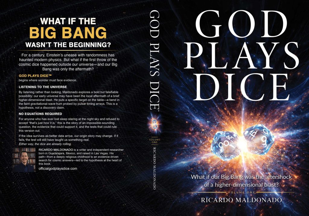 Full casebound cover wrap for GOD PLAYS DICE™ Volume One
